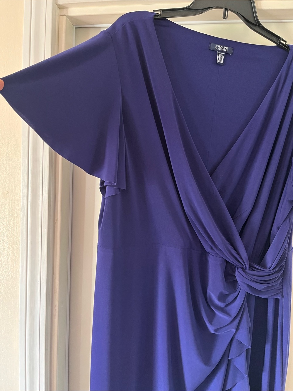 Chaps Royal Blue Faux Wrap Dress in Size 20W! Super flattering knot waist! - Picture 7 of 14